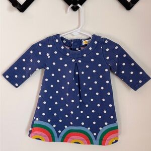 Baby Boden Polka Dot Dress with Rainbow print.